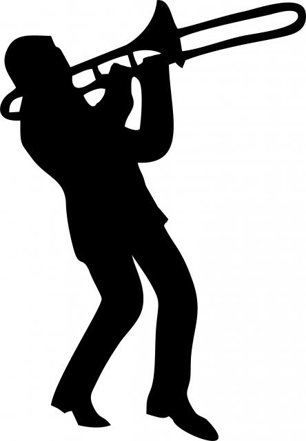 Trombone Player Laser Cut Appliques (Direction: facing right, Size: 10"H)