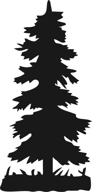 Tall Tree #1 Silhouettes Laser Cut Appliques (Color: Black, Size: with FUSIBLE - 10"H)