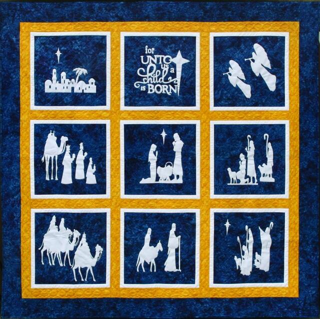 Nativity Quilt Silhouettes ONLY - All 9 block sets (Price: Silhouettes ONLY Kit - WITH Fusible Backing, Color: White)