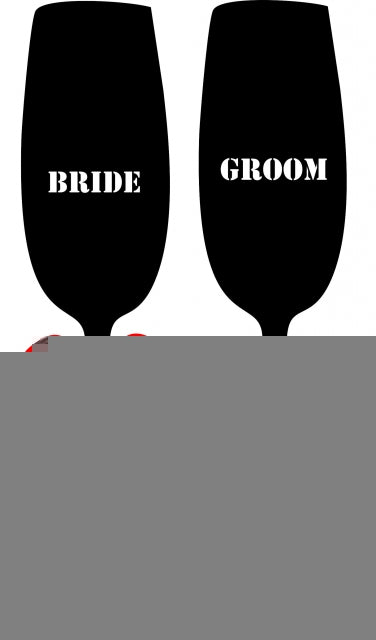 Bride & Groom Wine Glass Set Appliques