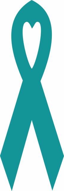 Awareness Ribbon Laser Cut Appliques (Size: with FUSIBLE - 8"H, Color: Teal Tonal)