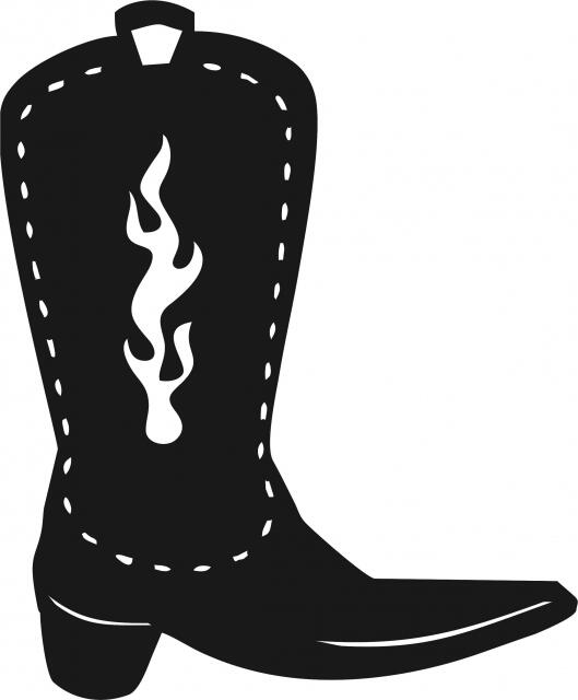 Cowboy Boot w/Flame Silhouettes Laser Cut Appliques