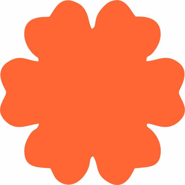 Flower 6 Petal Laser Cut Appliques (Size: with FUSIBLE - 3.5"W, Color: Tonal - Orange)
