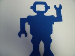 Robot Laser Cut Appliques (Size: with FUSIBLE - 4"H, Color: Blue )