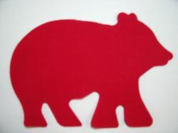 Bear Laser Cut Appliques (Size: 5"W, Color: Red , Direction: Facing right)