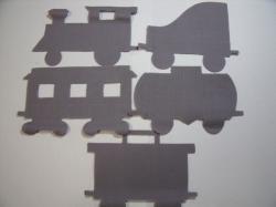 Train Set with 5 cars Laser Cut Appliques (Size: 6"H, Color: Gray , Direction: Facing right)