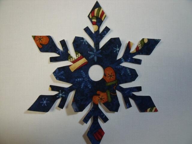 Snowflake Design #5 Laser Cut Appliques (Size: with FUSIBLE - 4", Color: Blue Hats & Mittens)