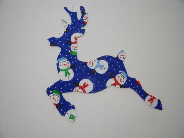 Christmas Reindeer Laser Cut Appliques (Color: Blue Snowmen, Size: with FUSIBLE - 6"H, Direction: Facing right)