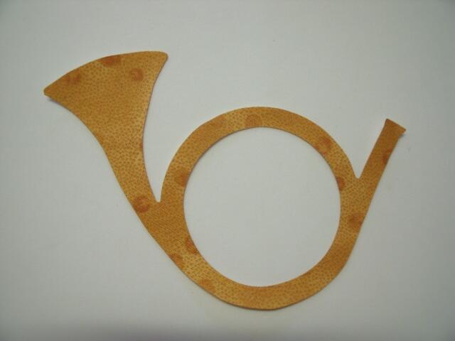 Christmas Horn Laser Cut Appliques (Size: 5"W, Color: Gold Baubles, Direction: Facing right)