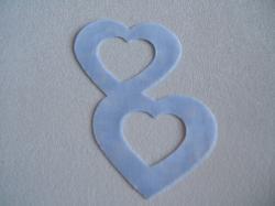 Double Nested Heart Laser Cut Appliques (Size: with FUSIBLE - 4"H, Color: Tonal - Pastel Blue)