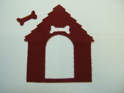 Dog House Laser Cut Appliques (Size: with FUSIBLE - 5"H, Color: Red )
