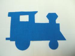 Train Locomotive Laser Cut Appliques (Size: with FUSIBLE - 6"H, Color: Blue , Direction: Facing right)