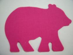 Bear Laser Cut Appliques (Size: with FUSIBLE - 5"W, Color: Hot Pink , Direction: Facing right)
