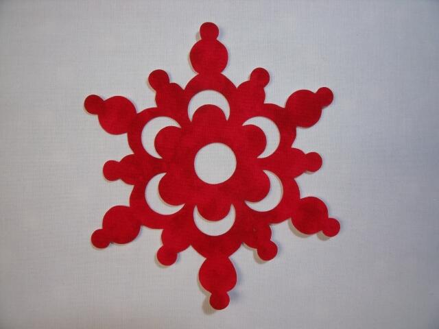 Snowflake Design #3 Laser Cut Appliques (Size: with FUSIBLE - 4", Color: Tonal - Red)