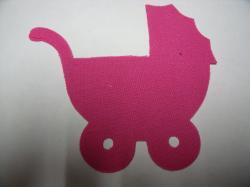 Baby Carriage Laser Cut Appliques (Size: 4"W, Color: Hot Pink , Direction: Facing left)