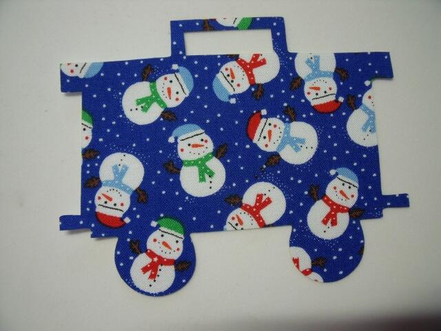 Christmas Train Caboose Laser Cut Appliques (Size: with FUSIBLE - 4"H, Color: Blue Snowmen)