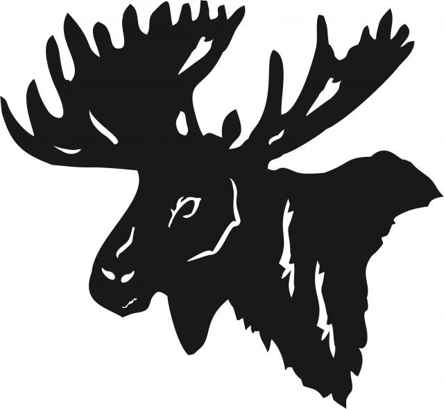 Moose Head Laser Cut Appliques (Size: with FUSIBLE - 10"W, Direction: facing left)