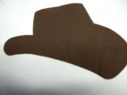 Cowboy Hat Laser Cut Appliques (Size: 5"W, Color: Brown , Direction: Facing left)