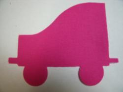 Train Coal Car Laser Cut Appliques (Size: with FUSIBLE - 6"H, Color: Hot Pink , Direction: Facing left)