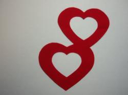Double Nested Heart Laser Cut Appliques (Size: with FUSIBLE - 5"H, Color: Red )