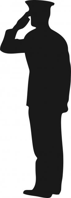 Soldier in Uniform Saluting Silhouette Laser Cut Appliques (Size: with FUSIBLE - 10"H, Direction: facing left)
