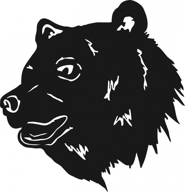 Bear Head Laser Cut Appliques (Size: with FUSIBLE - 8"H, Direction: facing left)