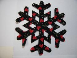 Snowflake Design #1 Laser Cut Appliques (Size: with FUSIBLE - 4", Color: Black Hearts & Ribbons)