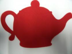 Teapot Laser Cut Appliques (Size: 6"W, Color: Red )