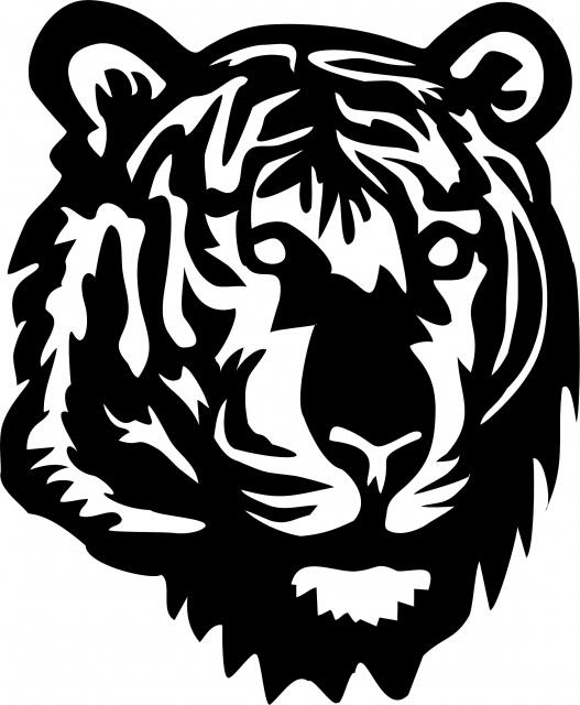 Tiger Head Laser Cut Appliques (Size: with FUSIBLE - 0"H, Direction: facing right)