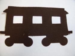 Train Passenger Car Laser Cut Appliques (Size: with FUSIBLE - 4"H, Color: Brown )