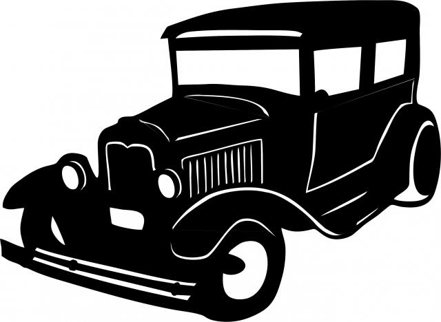 Antique Vintage 1920's Sedan Silhouette Laser Cut Appliques (Size: 8"HW, Direction: facing left)