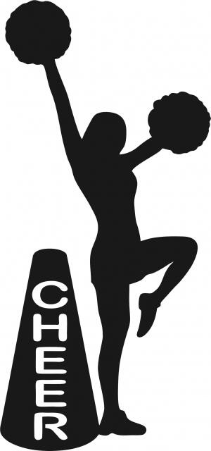 Cheerleader with Megaphone Laser Cut Appliques (Size: 10"H, Direction: facing right)
