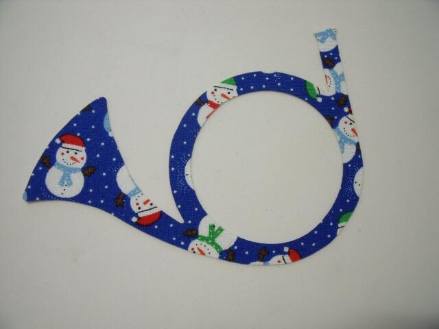 Christmas Horn Laser Cut Appliques (Size: 5"W, Color: Blue Snowmen, Direction: Facing left)