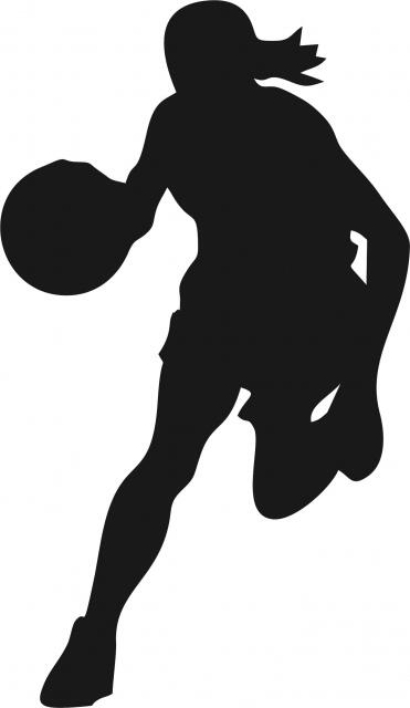 Basketball - Female Silhouette Laser Cut Appliques (Size: with FUSIBLE - 9"H, Direction: facing left)