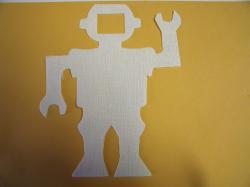 Robot Laser Cut Appliques (Size: 5"H, Color: White )