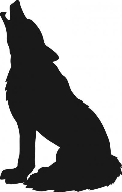 Wolf Howling Silhouette Laser Cut Appliques (Direction: facing left, Size: 9"H)