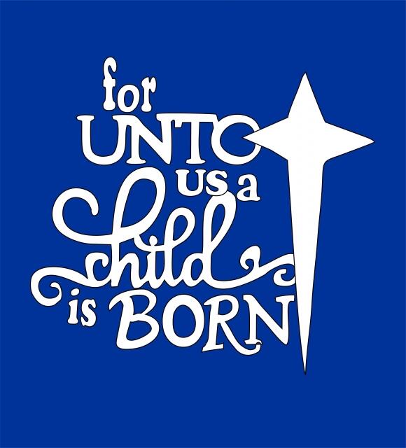 Nativity - For Unto Us A Child Laser Cut Appliques (Color: White, Size: 10"H)