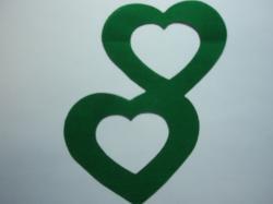 Double Nested Heart Laser Cut Appliques (Size: 4"H, Color: Green )