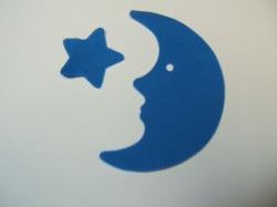 Moon & Star Laser Cut Appliques (Size: with FUSIBLE - 5"H, Color: Blue , Direction: Facing left)