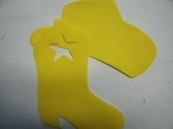 Cowboy Hat & Boot Laser Cut Appliques (Size: 4"H , Color: Yellow , Direction: Facing right)