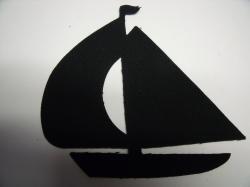 Sailboat Die Cut Appliques (Size: 5"W, Color: Black , Direction: Facing left)