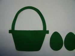 Easter Basket w/Eggs Laser Cut Appliques (Size: with FUSIBLE - 4"H, Color: Green )