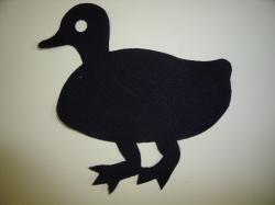 Duck Laser Cut Appliques (Size: with FUSIBLE - 5"H, Color: Black , Direction: Facing right)