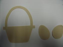 Easter Basket w/Eggs Laser Cut Appliques (Size: with FUSIBLE - 4"H, Color: Tan/Beige )