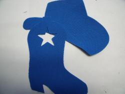 Cowboy Hat & Boot Laser Cut Appliques (Size: 6"H, Color: Blue , Direction: Facing right)