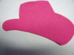 Cowboy Hat Laser Cut Appliques (Size: with FUSIBLE - 6"W, Color: Hot Pink , Direction: Facing right)