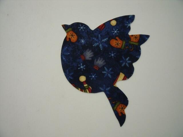 Christmas Bird Laser Cut Appliques (Size: Bird - 6"H, Color: Blue Hats & Mittens, Direction: Facing left)