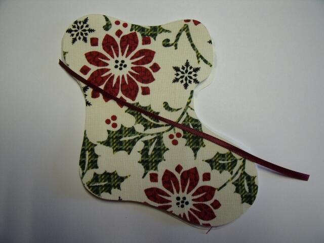 Christmas Stocking Laser Cut Appliques (Size: 5"H, Color: Poinsettia Print, Direction: Facing right)