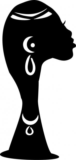 African Woman - Bohlale Silhouette Laser Cut Appliques (Size: with FUSIBLE - 9"H, Direction: facing right)