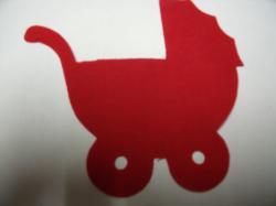 Baby Carriage Laser Cut Appliques (Size: with FUSIBLE - 4"W, Color: Red , Direction: Facing right)